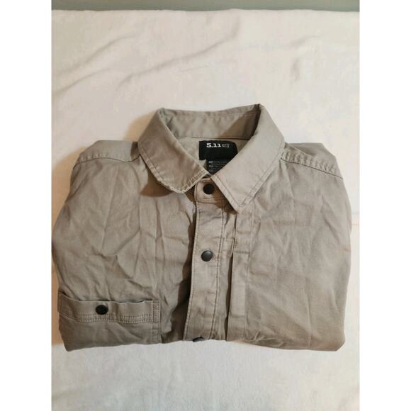 5.11 Shirt Mens XL Shirt Olive Green Long Sleeve Gorpcore Snap Leo Security - Picture 1 of 10